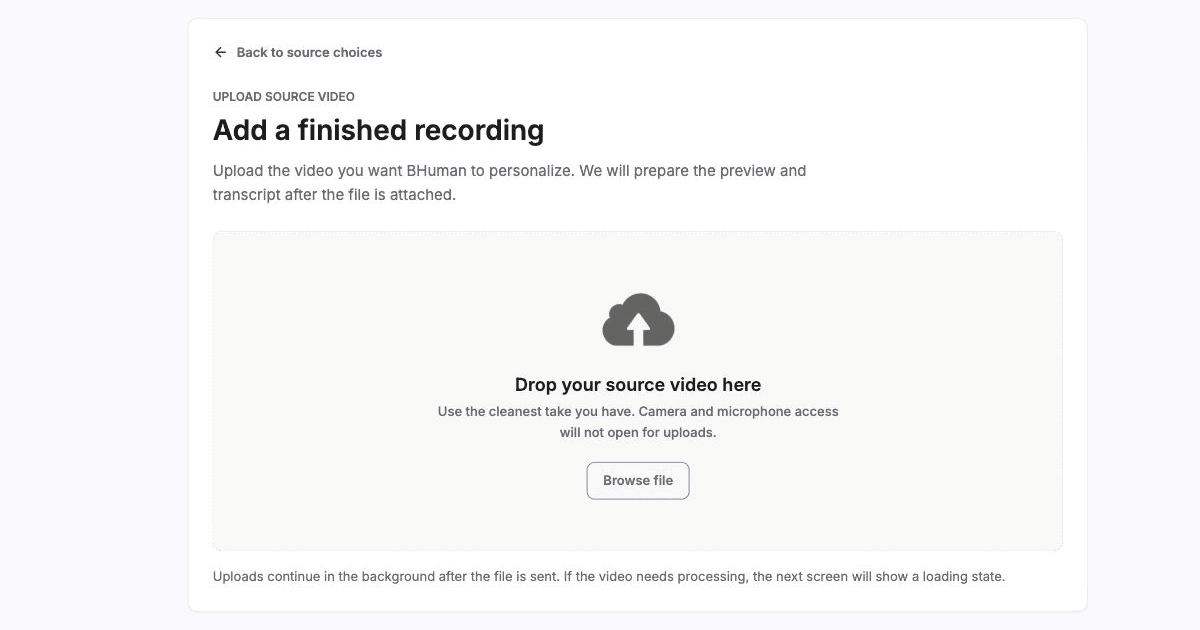 AI Studio upload source video screen