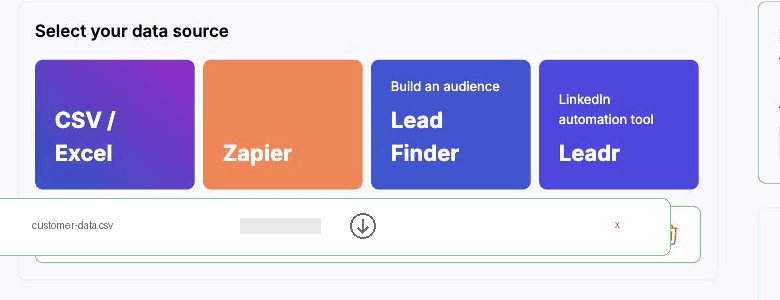 Campaign data source options in AI Studio